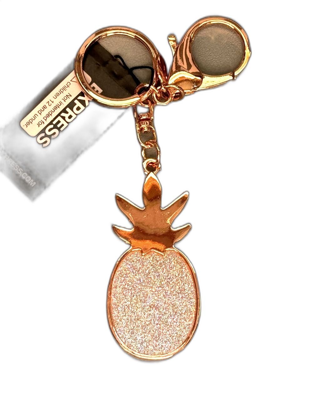 Express Rose Gold Glitter Pineapple Keychain Bag Charm NWOT Tropical Summer Gift